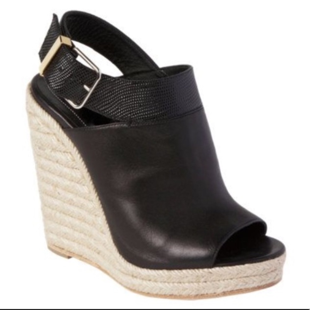 Balenciaga Black Leather Wedge Espradille